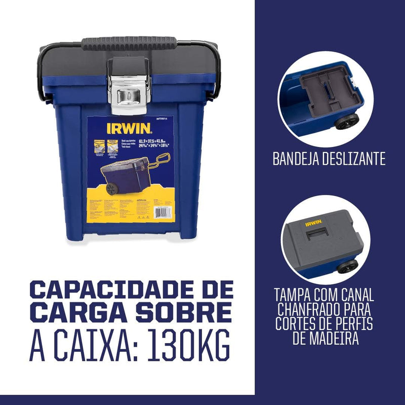 Irwin Caixa Organizadora Contractor com Rodas, Ideal para Organizar e Transportar Ferramentas, Modelo IWST33027